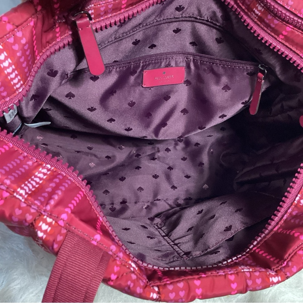 Kate Spade Nylon Red Heart Striped Satchel Shoulder Bag EUC - Picture 13 of 14